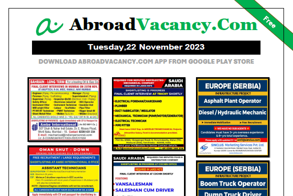 Bahrain job vacancy for indian