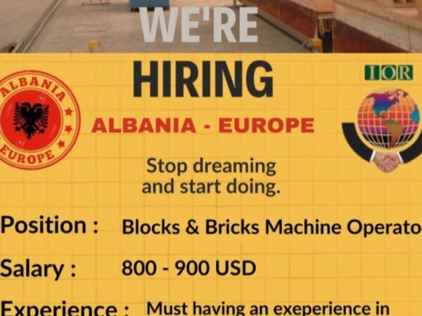 Europe Albania Job Vacancy for Block and Bricks Machine Operator