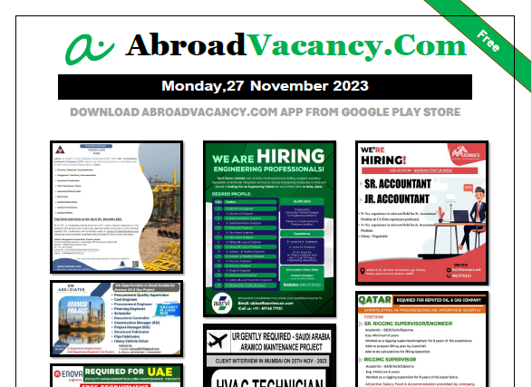 Free Requirement Onshore Jobs for Qatar