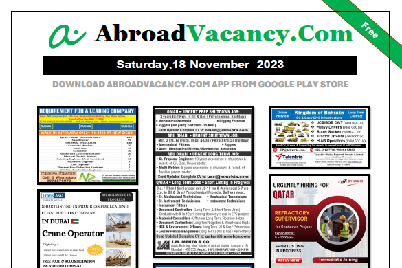 Russia Job Vacancy for Indian