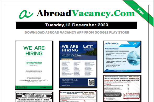 Direct Jobs for Planning Engineer and Estimation Engineer for Al Nuaimi Group Company