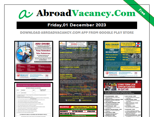 Free requirement for Pump Technician in segull international office