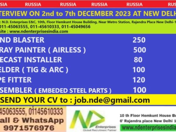 Job Vacancy for Russia Apply Now