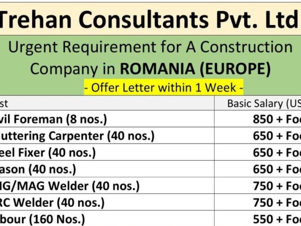 Trehan Consultants Job Vacancy for Europe