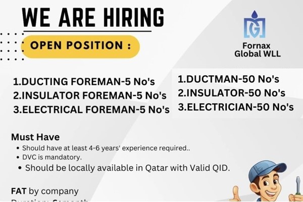Ducting Jobs for UAE Fornax Global WLL