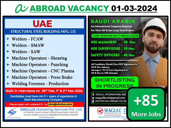 gulf job vacancy in registered ofice