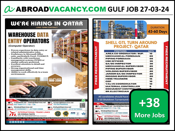 Data Entry Operator computer operator Jobs Qatar