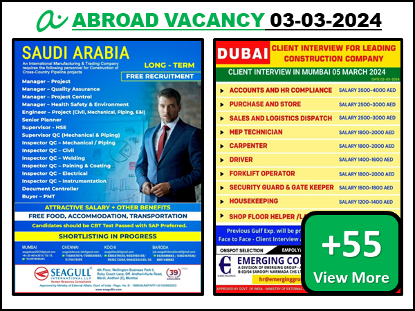 Gulf Job Vacancy for Indian Job Seeker